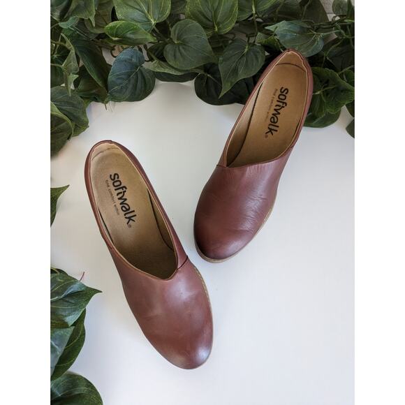 Softwalk Keya Mules Shoes Heels Leather Brown Fall Spring Boho Comfort Size 7N - Picture 2 of 11